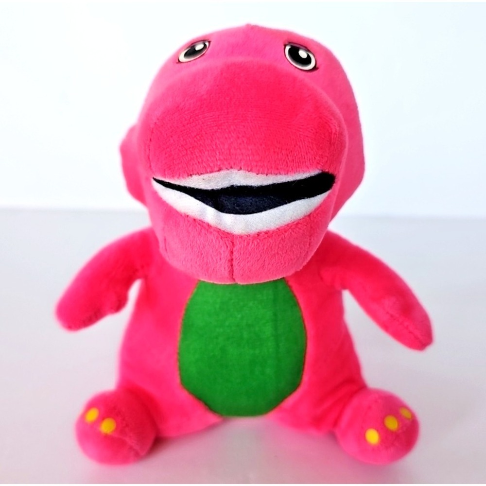 Vintage Barney the Dinosaur Pink Plush Stuffed Animal Toy 8 inch Retro Nostalgia